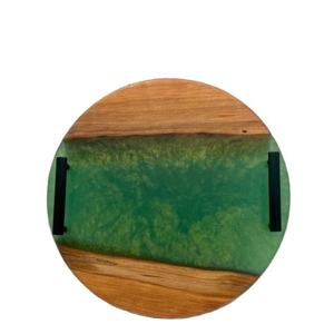 Plateau de service et de rangement décoratif en bois et résine époxy, qualité supérieure, plateau de charcuterie en bois arrondi, plateau de service pour petit-déjeuner - Product Image 2