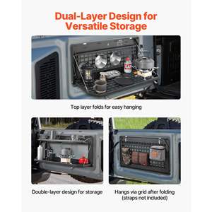 Panel Molle Plegable de Acero al Carbono de 100 Libras para Jeep Wrangler JK 2007-2024, Mesa Plegable de Doble Capa, Portaequipajes Trasero - Product Image 3