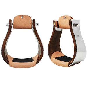 Étriers de course pour chevaux en bois de qualité supérieure avec revêtement en cuir, étriers d'équitation western, fabricant OEM ODM, vente en gros - Product Image 1