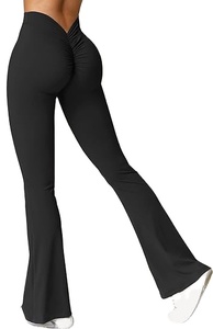 Wholesale 2025 Women's Scrunch <b>Flare</b> <b>Leggings</b> V Back Butt Lifting Wide Leg High Waist Gym Workout Yoga Quick Dry Sustainable - Product Image 3