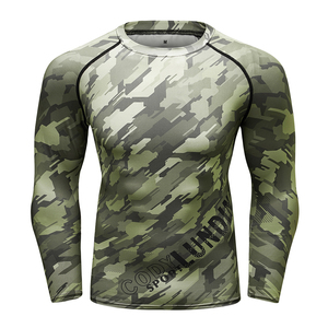 เสื้อรัดกล้ามเนื้อผู้ชายลายมรกต แขนยาว สำหรับ MMA  รับสกรีนโลโก้ ผ้ายืดสแปนเด็กซ์/โพลีเอสเตอร์ 220 กรัม พิมพ์ลายดิจิตอล แห้งเร็ว - Product Image 4