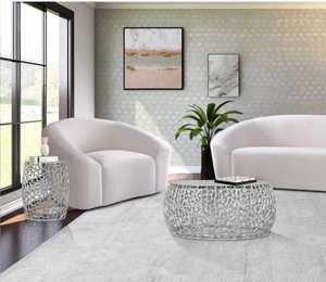 Mesa de Centro Redonda de Metal de Estilo Moderno con Diseño Decorativo Calado, Muebles Contemporáneos para Sala de Estar - Product Image 6