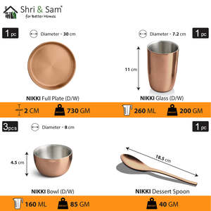 Nikki Juego Thali de doble pared de acero inoxidable con revestimiento PVD de oro rosa Juego de vajilla elegante - Product Image 3