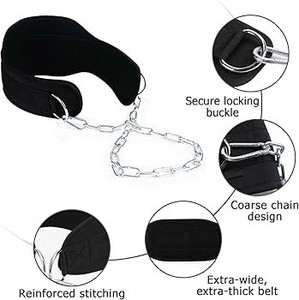 Custom Logo Heavy Duty Neoprene Mesh Dipping <b>Belt</b> with Steel Chain for Weightlifting & Strength Training - Product Image 2