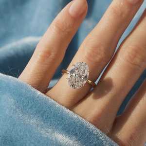 Anillo de Compromiso con Diamante Ovalado de 3 Quilates Cultivado en Laboratorio, Anillo de Promesa de Oro de 14K, Anillo Solitario Personalizado, Certificado IGI - Product Image 1