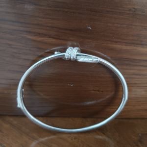 Bracelet en argent sterling 925 avec breloque nœud feuille et diamant, tendance, minimaliste, inspiré de la nature, cadeau pour femme, bijoux - Product Image 4