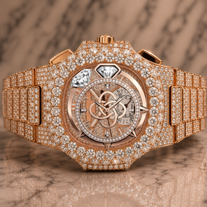 Montre bracelet de luxe haut de gamme en moissanite pour homme, entièrement sertie de pierres - Product Image 1