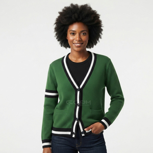 Cosh International Sisterhood Sorority Casual Spring Single-Breasted <b>Short</b> Thick Knit Sweater Jacket Top New Coat - Product Image 1