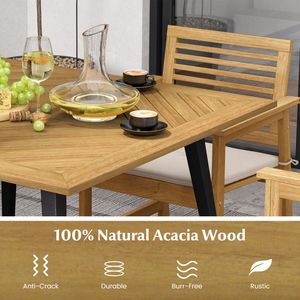 Table de repas d'extérieur moderne pour 4 personnes, en bois d'acacia et structure en aluminium, meubles de patio, de jardin et de bord de piscine - Product Image 6