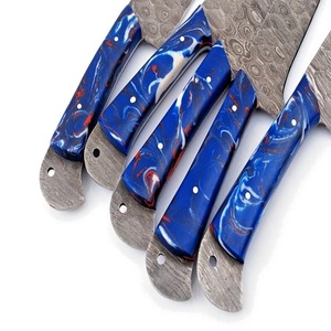 Juego de Cuchillos de Chef de Acero de Damasco de Alta Calidad Premium de 5 Piezas con Diseño de Mangos de Resina, Cuchillos de Caza Rectos Pulidos A&M Enterprises - Product Image 4