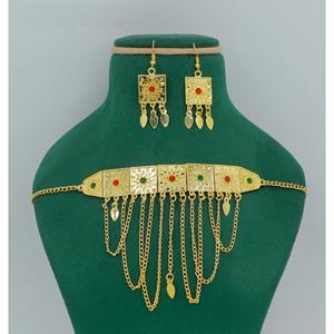 Necklace With Earrings <b>Jewellery</b> <b>Set</b> Goldplated Pure Brass High Quality Uae Dubai Made in India Fashion Jewelry Necklace - Product Image 5