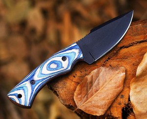 มีดทำมือเหล็ก 3cr13 ใบมีดแบบ Fixed Blade ด้ามไม้ Pakka แบบ Full Tang เคลือบสีฝุ่น สำหรับ Bushcraft พร้อมปลอกหนัง รับผลิตตามแบบ OEM - Product Image 2