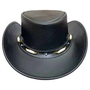 Chapeaux de cowboy en cuir véritable de style unique OEM, chapeaux de cowboy vintage pour l'équitation en plein air avec logo personnalisé - Product Image 2