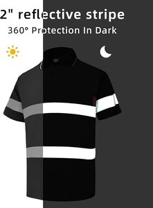 Summer Reflective Safety Polo Shirts Night Shift Work Wear Road Construction Hi Vi Black Safety Polo Shirts - Product Image 3
