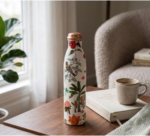 Compre con la Mejor Oferta: Botella de Cobre Esmaltado con Diseños Florales para Yoga, Gimnasio, Oficina y Viajes - Product Image 3