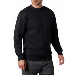 Sudadera de punto con cuello redondo para hombre, color negro sólido, informal, de manga larga, para otoño. - Product Image 1
