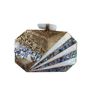 Handmade Designer Evening <b>Bag</b> with Mother of Pearl & Brass Sophisticated <b>Clutch</b> <b>for</b> <b>Weddings</b> Festive Events & Outfits - Product Image 1