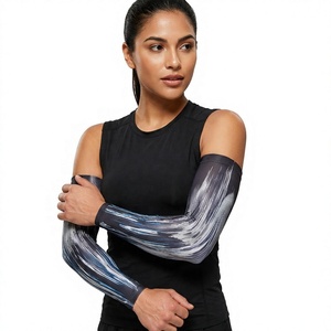 Manguitos de compresión con estampado por sublimación de última tendencia para ciclismo, fitness y golf, transpirables y con protección UV. - Product Image 1