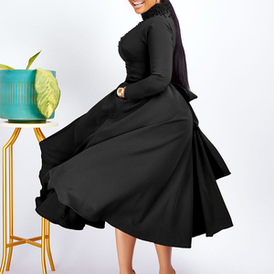 Nouvelle Collection Robes de Soirée Africaines pour Femmes, Couleur Unie, Manches Longues, Grande Taille, Ornées de Perles, Style Balançoire, Vente en Gros pour Mariages - Product Image 2