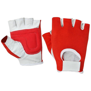 Guantes Deportivos de Medio Dedo en Cuero Rojo con Cierre de Cordones, Resistentes a Impactos, Transpirables y Resistentes al Desgaste para Levantamiento de Pesas - Product Image 3