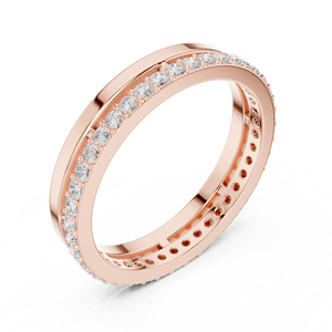 Luxury Rose Gold Plated Eternity Band Ring with Round Cut Crystal <b>Stones</b> Minimalist Stackable Fashion Jewelry - Product Image 3