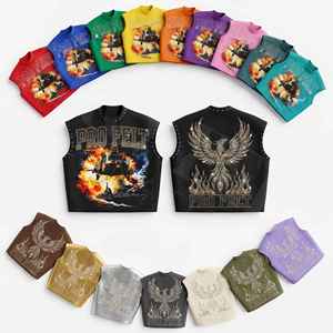 Camiseta sin mangas personalizada con gráfico de marca de diamantes de imitación, estilo urbano, corte holgado y moderno para verano - Product Image 1