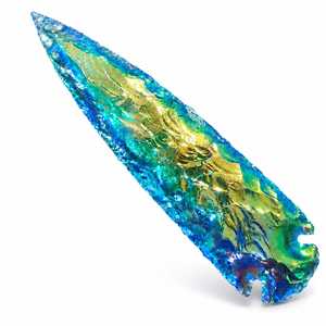 Figura Coleccionable de Arte Popular Tallada a Mano con Cristal de Obsidiana Azul Agua y Punta de Flecha con Aura de Ángel, Venta al Por Mayor - Product Image 3