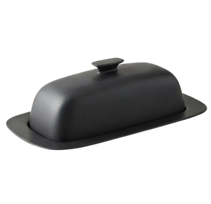 Beurrier noir minimaliste avec couvercle, forme ovale, pour la conservation de la fraîcheur, vaisselle de cuisine - Product Image 2