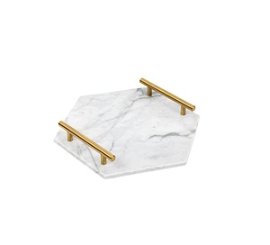 Luxurious European Marble Serving Tray With Metal Handle Best Quality Tray Customize Size Home Tea <b>Coffee</b> Storage Tray For Sale - Product Image 6