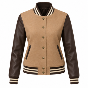 Veste de baseball personnalisable pour femmes avec manches longues et logo brodé personnalisé à prix avantageux - Product Image 6
