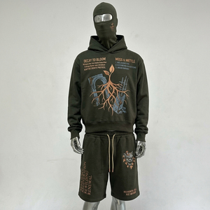 Custom Unisex Applique Patch Hoodie Shorts <b>Set</b> Graphic Streetwear Two Piece OEM ODM Private Label Apparel Manufacturer - Product Image 4