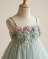 Robe de Demoiselle d'Honneur Vintage Enchantante en Satin Bleu Poudré, Faite Main, avec Corsage à Rosettes, Dentelle Florale, Longueur Genou, Robe de Bal Douce