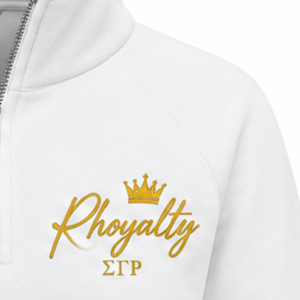 Sudadera blanca con media cremallera para mujer Sigma Gamma Rho, con letras griegas personalizadas, estilo universitario, informal, para hermandades. - Product Image 4