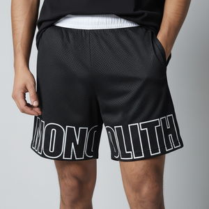 Custom Logo High Street Mesh Shorts Double <b>Layer</b> 100% Polyester Silk Screen Printed Breathable Elastic Waist Summer Shorts - Product Image 2