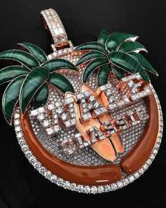 จี้รูปต้นปาล์มประดับเพชรโมอิสซาไนต์ VVS ชุบโรเดียม เงินแท้ S925 สำหรับฮิปฮอป พร้อมใบรับรอง - Product Image 1