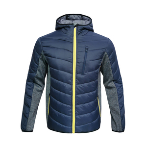 Chaqueta Acolchada con Capucha y Cuello Alto para Hombre, de Solid Traders, Casual, Resistente al Viento, con Cierre Frontal, Azul Grisáceo, 300g - Product Image 1