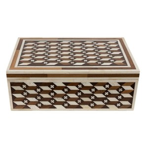 Boîte à bijoux en os avec motif floral, boîte de rangement décorative de luxe en résine et os, boîte incrustée d'os, pour la maison, à très bon prix d'usine - Product Image 4