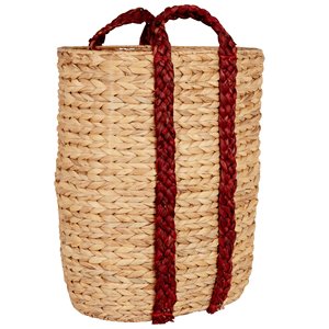 Cesto de lavandería de jacinto de agua tejido a mano con asa, cesto de ropa de mimbre, contenedor de almacenamiento para baño, dormitorio, organizador del hogar - Product Image 1