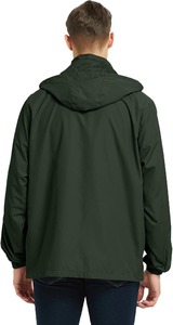 Veste coupe-vent décontractée en toile pour homme, idéale pour les sports d'hiver et les activités de plein air, avec capuche intégrée, doublure polaire, imperméable, respirante et teinte unie sur le devant. - Product Image 2