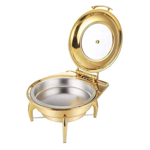 Servidores de buffet de lujo, ornamentados en oro, con soportes curvos únicos y tapas de vidrio. Disponible a precios de mayorista. - Product Image 5