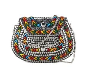 Silver-Plated Zinc Alloy Clutch <b>Bag</b> With Enamel Flower Design And <b>Studs</b> Art Decorative Handbag - Product Image 5