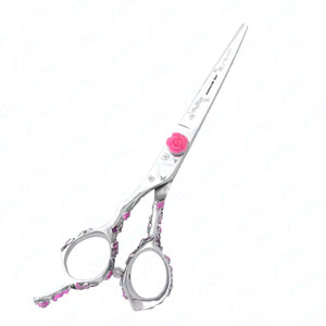 Super-Sharp <b>Blade</b> Hairdressing Shears with Rosebud/Pink-Stone Finish Stainless Steel <b>Barber</b> Hair Cutting Scissors - Product Image 1