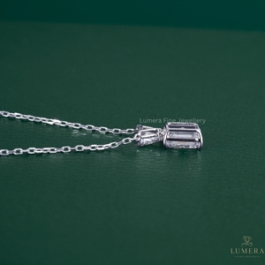 Modern Geometric IGI Certified Radiant Cut Lab-Grown Diamond <b>Pendant</b> with Triangle Diamond Bail in 10k <b>Solid</b> <b>Gold</b> Minimal Chain - Product Image 5