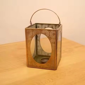 <b>Brass</b> <b>Lantern</b> Candle Holder with Oval Cutout Design for Home Decoration Durable Metal Craft - Product Image 4