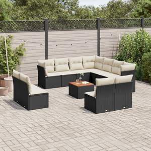 Black And Cream Garden <b>Sofa</b> Set With Cushions <b>Outdoor</b> <b>Rattan</b> Furniture Contemporary Design Waterproof UV Resistant Pe <b>Rattan</b> - Product Image 1