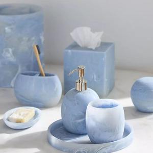 Ensemble de salle de bain en résine artistique, 6 pièces, accessoires décoratifs pour salle de bain, pour maison moderne - Product Image 2