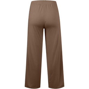 Pantalones de Pierna Ancha de Cintura Alta para Mujer, Corte Holgado Informal, Largos, con Cordón, Color Sólido, Tejido de Algodón y Elastano, Estilo Otoñal - Product Image 2