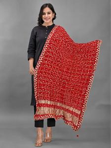 Designer Bandhani Dupatta with Gharchola Pattern With Zari Border - Product Image 3
