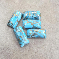 Cabochon de turquoise bleue naturelle, grand rectangle, dos plat, pierre précieuse calibrée, qualité AAA, certifiée par un tiers, différentes tailles