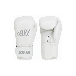 Guantes de Boxeo Askar Wear Ind, de Cuero PU Blanco, Protección Completa para los Dedos, Cierre de Velcro, Talla Adulto - Product Image 1